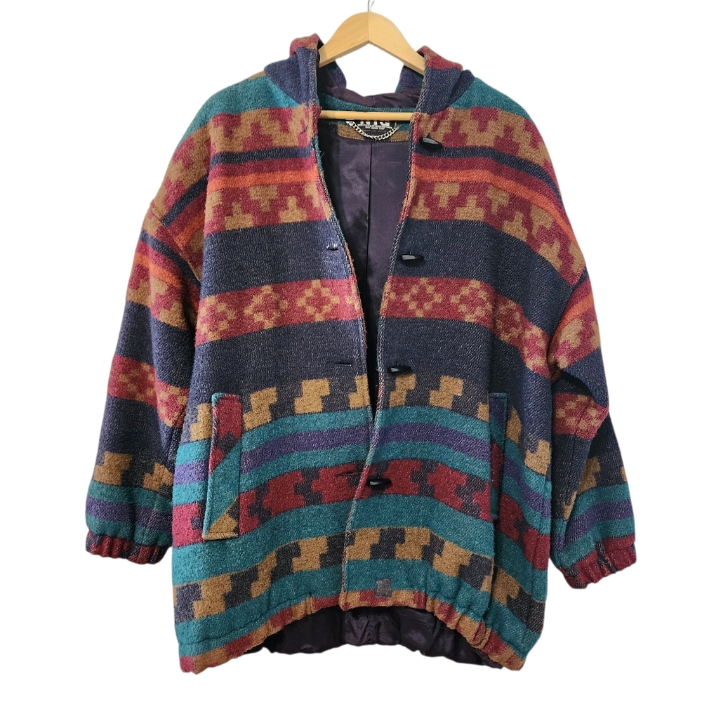 Vintage 90s New York Girl Southwestern Aztec Wool Blend Jacket Women's 16